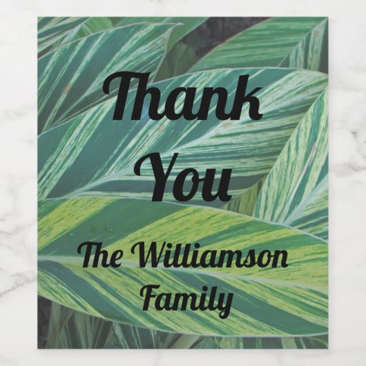 Danke, dass Sie die Tropischen Blätter gestrichen Weinetikett (Einzelnes Label)