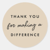 Danke, dass Sie einen Unterschied gemacht haben Runder Aufkleber (Vorderseite)
