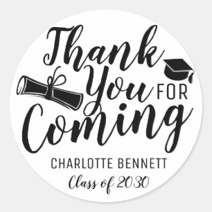 Danke, dass Sie für die Black Graduation Party ges Runder Aufkleber