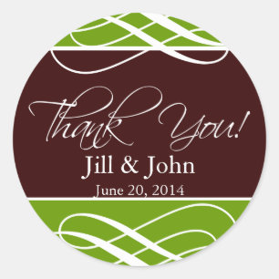 Danke, dass Sie für Hochzeitsticker Brown Green Runder Aufkleber