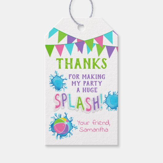 Danke, dass Sie kommen Pool Party pink Gefallen Ta Geschenkanhänger (Vorderseite)