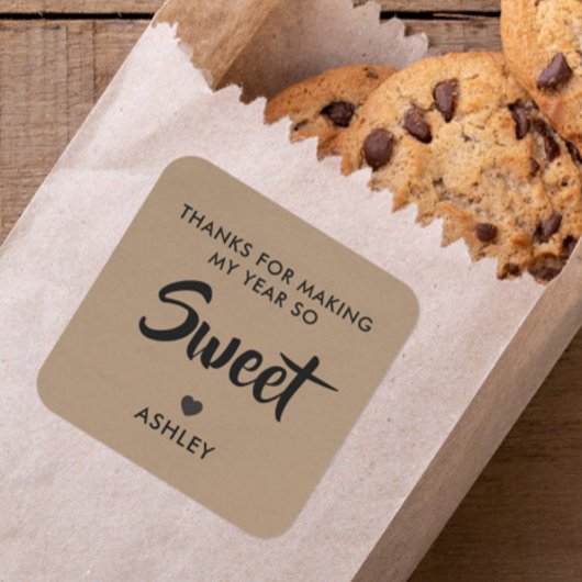 Danke, dass Sie mein Jahr so süß als Lehrerin mark Quadratischer Aufkleber