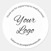 Danke, dass Sie mein Logo für kleine Unternehmen u Runder Aufkleber (Vorderseite)
