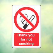 Danke, dass Sie nicht geraucht haben Fensteraufkleber (Blatt 3)