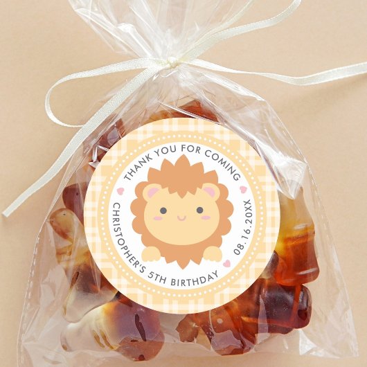 Danke, dass Sie Niedlichen Löwen Kindergeburtstag  Runder Aufkleber