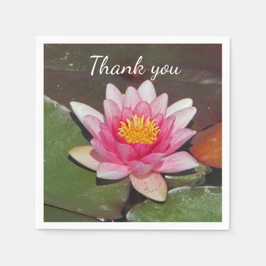 Danke, dass Sie Pink Water Lily Foto Wertschätzung Serviette (Vorderseite)