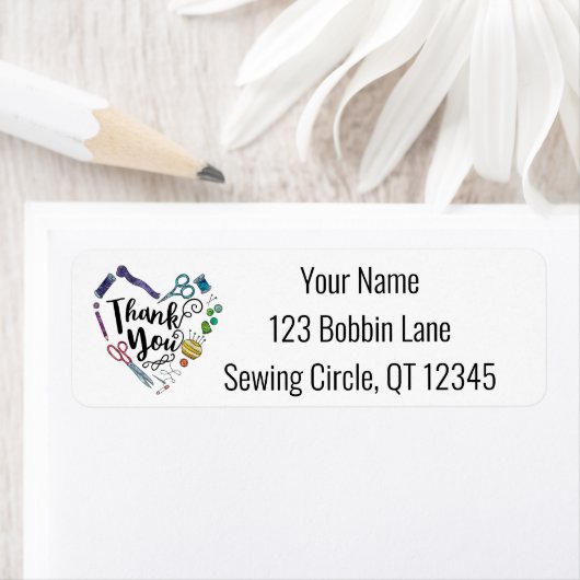 Danke, dass Sie Rücksendeadressen-Aufkleber nähen (Insitu)