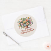 "Danke, dass Sie uns beim Wachstum unterstützt hab Runder Aufkleber (Umschlag)