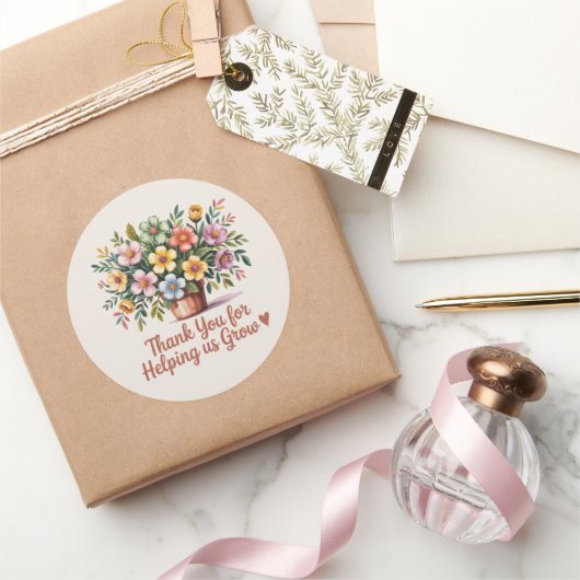 "Danke, dass Sie uns beim Wachstum unterstützt hab Runder Aufkleber (Schenken)