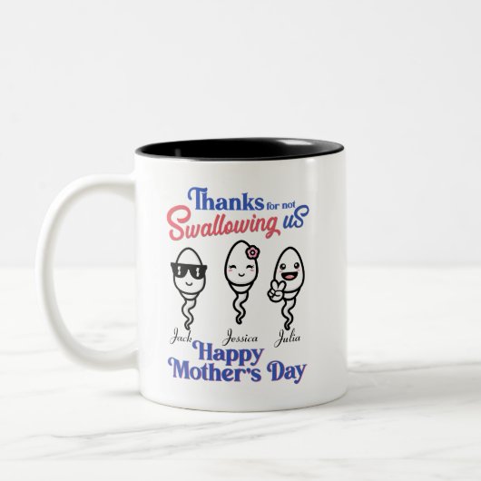 Danke, dass Sie uns nicht bis zu 3 Kinder geschluc Zweifarbige Tasse (Links)