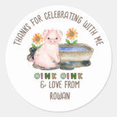 Danke, dass Sie zum Geburtstag Niedlichen Schweine Runder Aufkleber (Vorderseite)