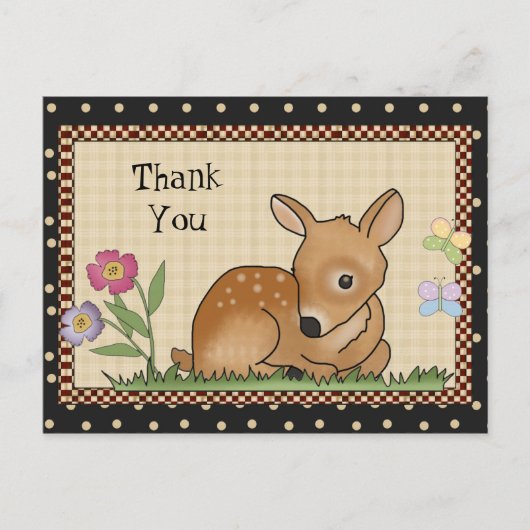 Danke, Deer Cartoon Postcard Postkarte (Vorderseite)