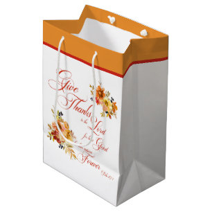 Danke dem Herrn Herbst-Aquarell-Blumen Mittlere Geschenktüte