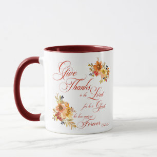Danke dem Herrn Herbst-Aquarell-Blumen Tasse