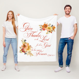Danke dem Herrn Herbst Aquarell Blumenmuster Fleecedecke
