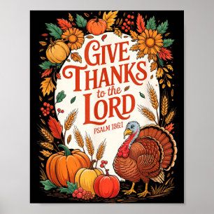 Danke dem Herrn Herbstkürbis Thanksgiving Poster