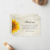 Danke der Sonnenblume. Hochzeitsnote zur rustikale Mitteilungskarte (Vorderseite/Rückseite Beispiel)