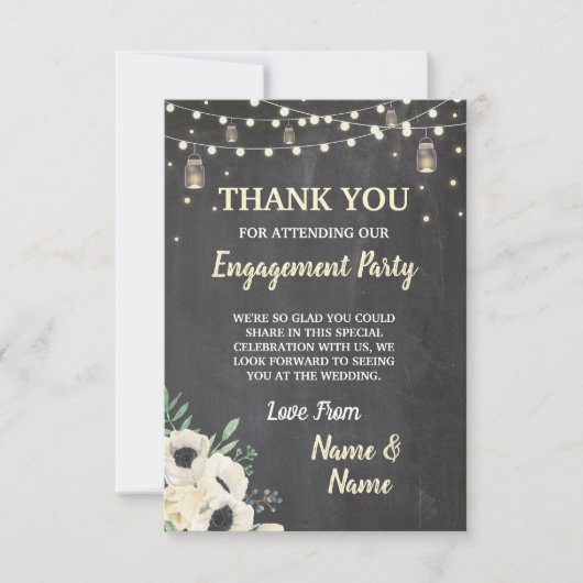 Danke, die Blumen Verlobungs-Leuchtkäfer-Kreide zu Dankeskarte (Vorderseite)