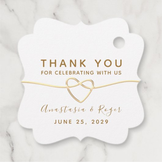 Danke, die elegante White Gold Wedding Geschenkanhänger (Rückseite)