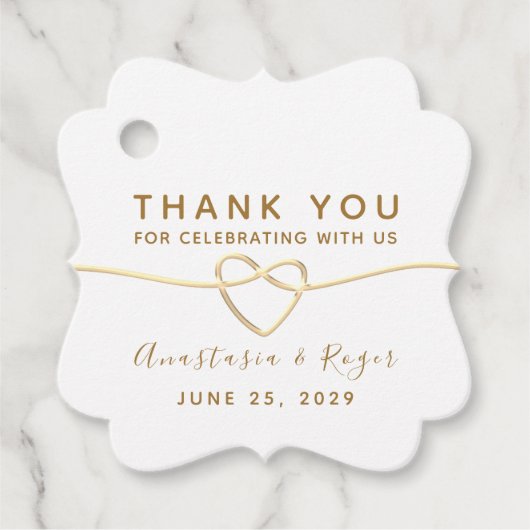 Danke, die elegante White Gold Wedding Geschenkanhänger (Vorderseite)