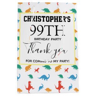 Danke Dinosaur 1. Geburtstag Farbenfroh Jurassic Mittlere Geschenktüte