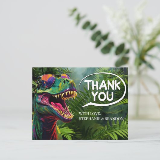 Danke Dinosaur Cool Jurassic Postkarte (Stehend Vorderseite)