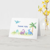 Danke Dinosaur Niedlich Watercolor Baby Dusche Karte (Gelbe Blume)