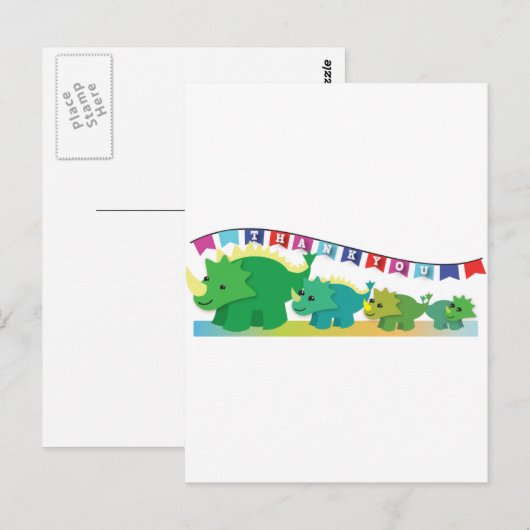 DANKE Dinosaurier niedlich! Postkarte (Vorne/Hinten)
