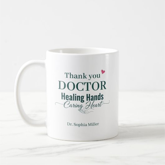 Danke Doktor Heilende Hände Sorgendes Herz Custom Kaffeetasse (Links)