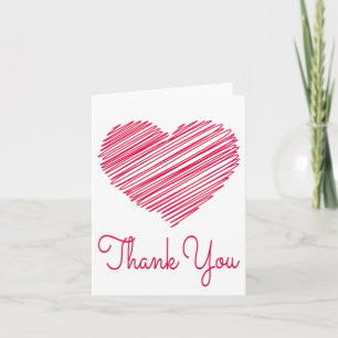 Danke Doodle Herz Rot / Rosa Karte