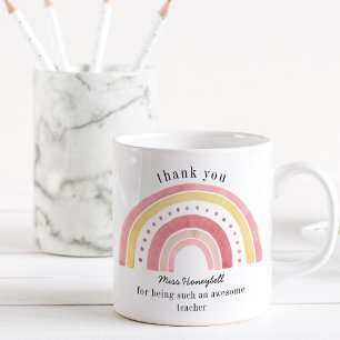 Danke Doodle Rosa Regenbogen Großartiger Lehrer Kaffeetasse