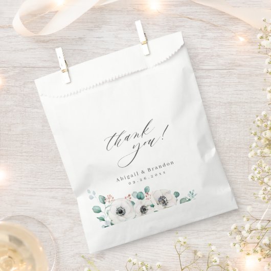 "Danke" Drehbuch rustikale Anemone Blumenhochzeit Geschenktütchen (Ausgeschnitten)