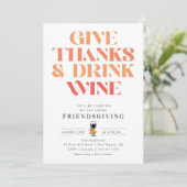 Danke & Drink Weinfreunde Einladung (Stehend Vorderseite)