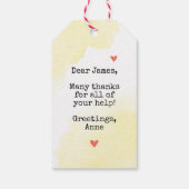 Danke! Du bist ein pfirsiches lustiges Dankeschön- Geschenkanhänger (Rückseite)