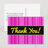 Danke + Dünne Magenta und rosa Streifen Muster Postkarte (Vorne/Hinten)