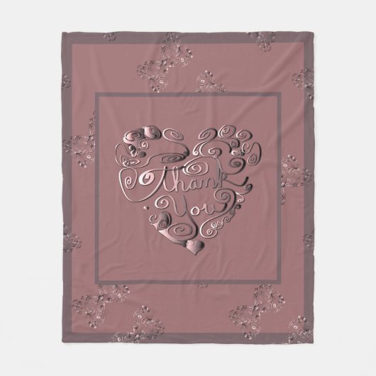 "Danke" Dusty Rose Fleece-Decke Fleecedecke (Vorderseite)