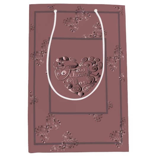 "Danke" Dusty Rose Mittlere Geschenktüte (Vorderseite)