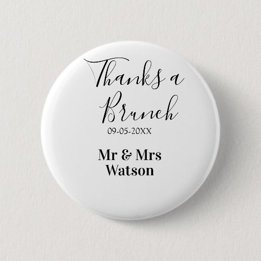 Danke ein Brunch nach der Hochzeit Name Datum einf Button (Vorderseite)