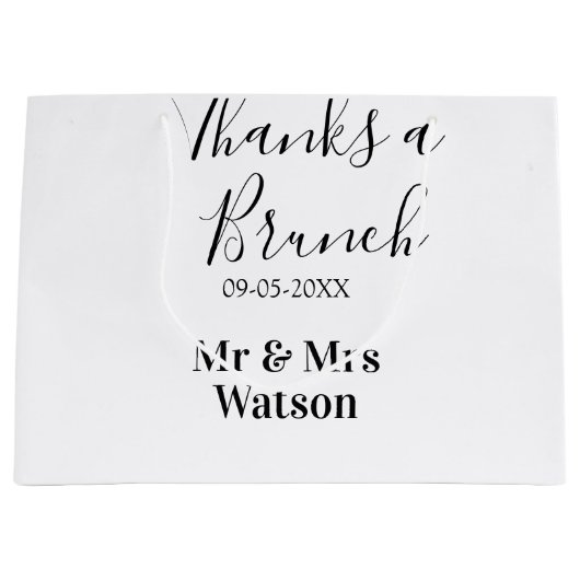 Danke ein Brunch nach der Hochzeit Name Datum einf Große Geschenktüte (Vorderseite)