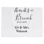 Danke ein Brunch nach der Hochzeit Name Datum einf Große Geschenktüte (Rückseite)