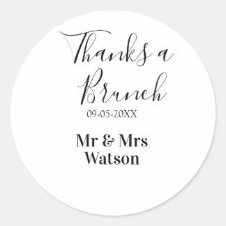 Danke ein Brunch nach der Hochzeit Name Datum einf Runder Aufkleber
