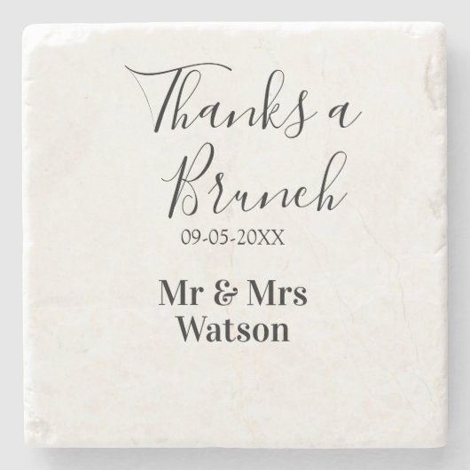 Danke ein Brunch nach der Hochzeit Name Datum einf Steinuntersetzer (Vorderseite)
