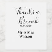 Danke ein Brunch nach der Hochzeit Name Datum einf Weinetikett (Einzelnes Label)