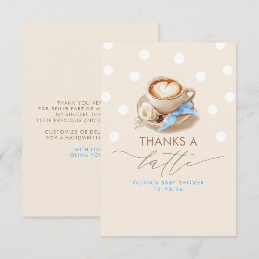 Danke, ein Latte Kaffee-Themen Dankeschön Dankeskarte (Vorne/Hinten)