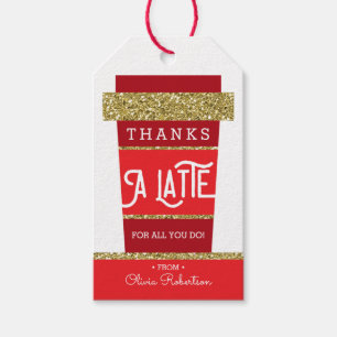 Danke, ein Latte, vielen Dank, Tag, Anerkennung Geschenkanhänger