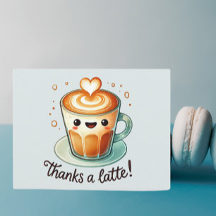 Danke, ein Latte-Wortspiel Postkarte