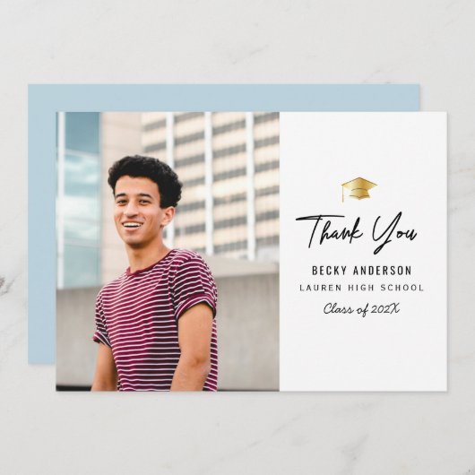 DANKE| Einfache High School Abschluss Card Dankeskarte (Vorne/Hinten)