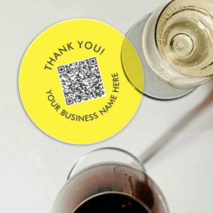 Danke Einfacher Gelber Schwarzer Website QR-Code Getränkeuntersetzer