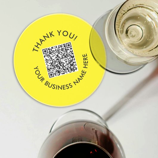 Danke | Einfacher Gelber Schwarzer Website QR-Code Getränkeuntersetzer