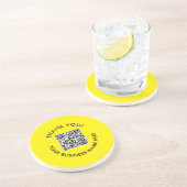 Danke | Einfacher Gelber Schwarzer Website QR-Code Getränkeuntersetzer (Seite)